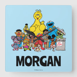 Sesamstraße   Sesampfel Ihren Namen hinzufügen Quadratische Wanduhr