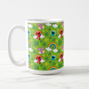 Sesamstraße-Shamrock- und Regenbogenmuster Kaffeetasse