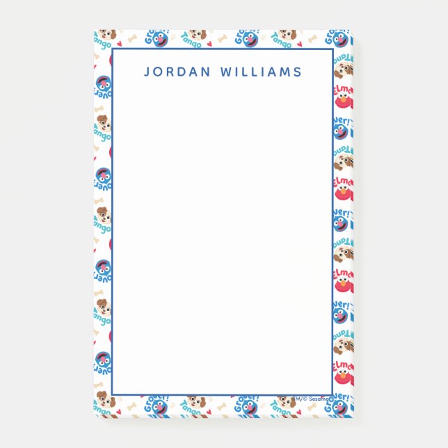 Sesamstraße | Tango, Elmo & Grover Muster Post-it Klebezettel (Vorderseite)