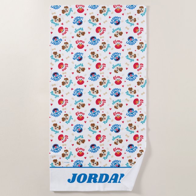 Sesamstraße | Tango, Elmo & Grover Muster Strandtuch (Vorderseite)