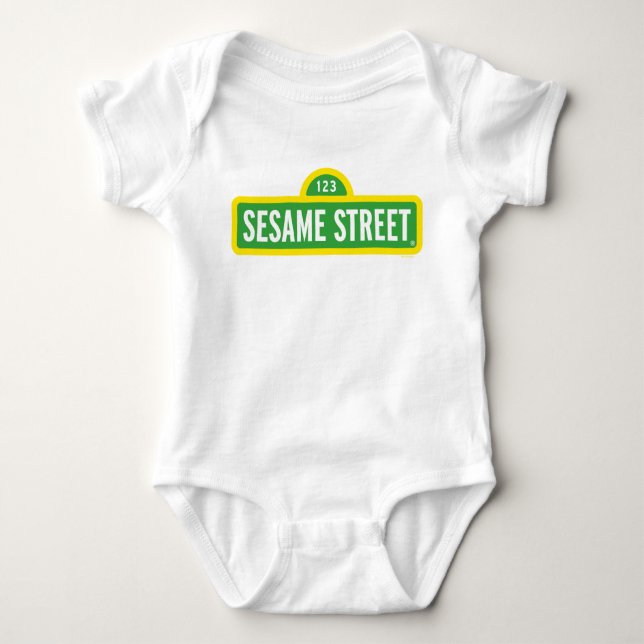 Sesamstraße | Vollfarbiges Logo Baby Strampler (Vorderseite)