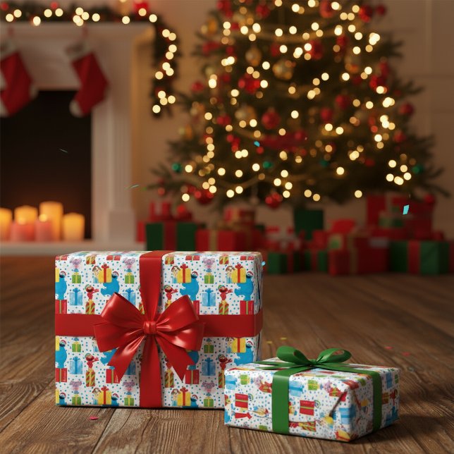 Sesamstraße Weihnachten präsentiert Muster Geschenkpapier (Von Creator hochgeladen)