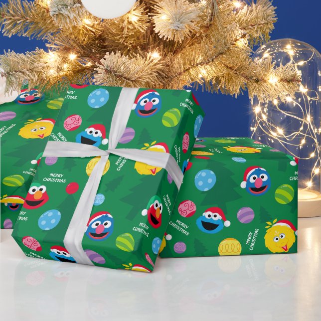 Sesamstraße Weihnachtsbaum Muster Geschenkpapier (Feiertage)