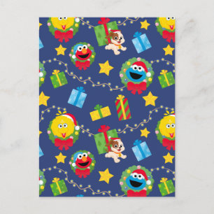 Sesamstraße Weihnachtslichter Muster Postkarte