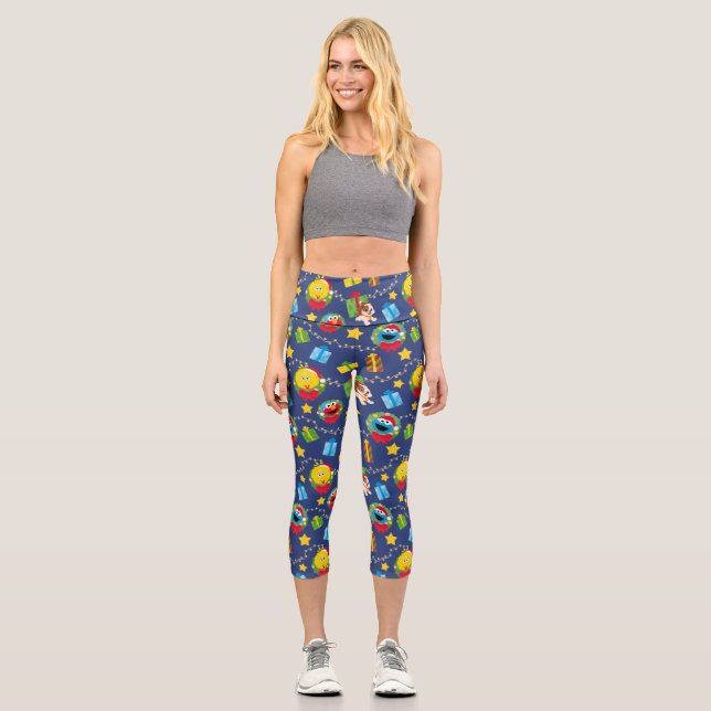 Sesamstraße Weihnachtsmuster Capri Leggings (Vorderseite)