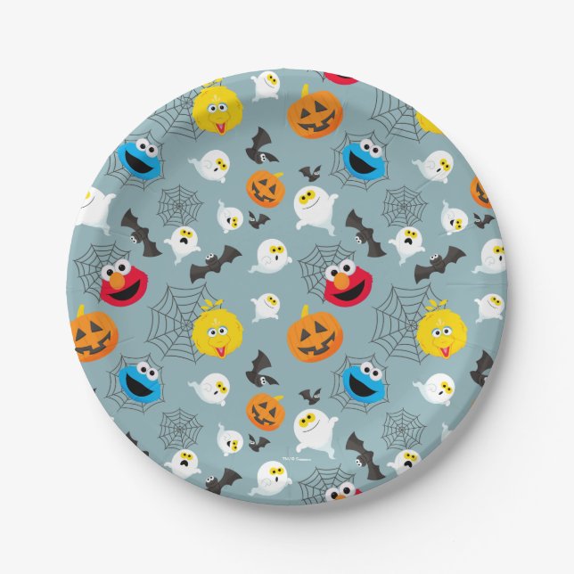 SesamStreet Niedlich Halloween Pattern Pappteller (Vorderseite)