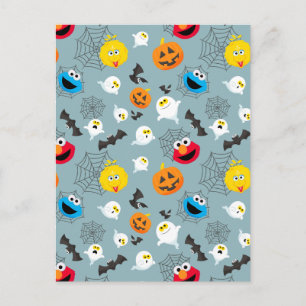 SesamStreet Niedlich Halloween Pattern Postkarte