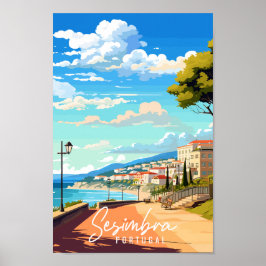 Sesimbra Portugal Vintage-Illustration Poster