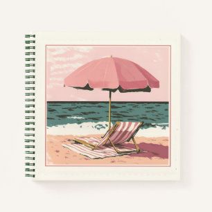 Sessel und Regenschirm aus Rosa und Creme Notizbuch