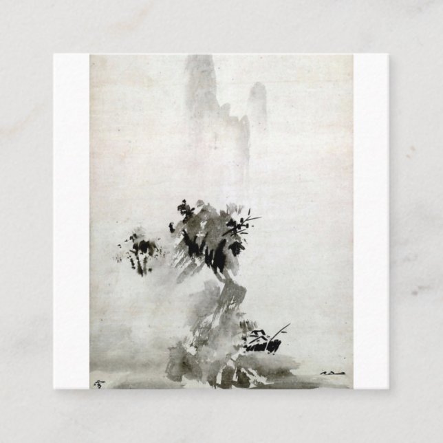 Sesshu Toyo Haboku - Landschaft Sansui Quadratische Visitenkarte (Vorderseite)