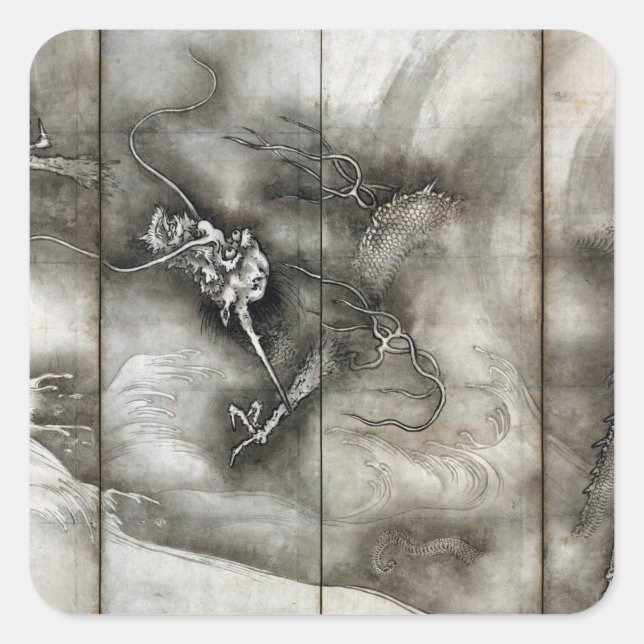 Sesson Shūkei Dragon Quadratischer Aufkleber (Vorderseite)