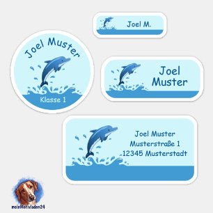 Set - 24 Namensaufkleber Delfin   Aufkleber