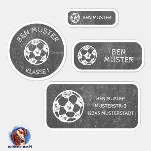 Set - 24 Namensaufkleber Fußball Tafel    Aufkleber