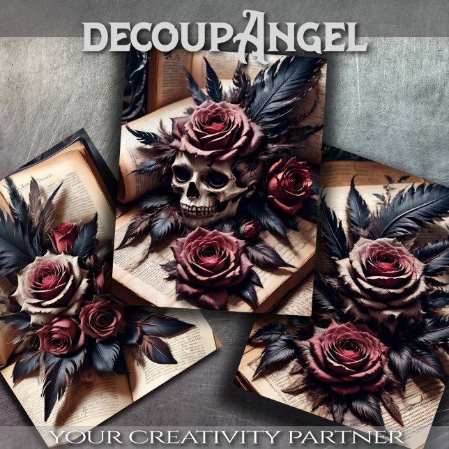 Set 3 - Rose Skull und Scarlet #1 - Decoupage Geschenkpapier Set (Von Creator hochgeladen)