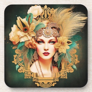 Set 6 Art-Déco Lady Untersetzer