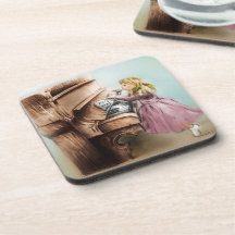 Set 6 Piano Girl Untersetzer, Farbenfrohe Vintage