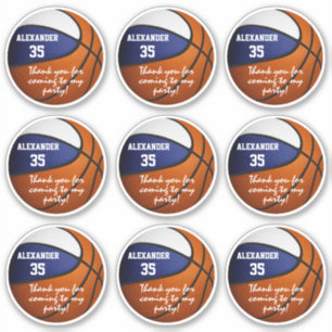 Set 9 blaues Basketball-Gastgeschenk Aufkleber