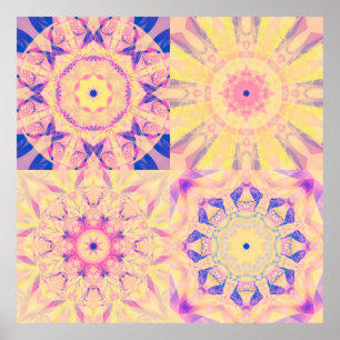 Set abstrakter Hintergrund farbenfroh Kaleidoskopi Poster