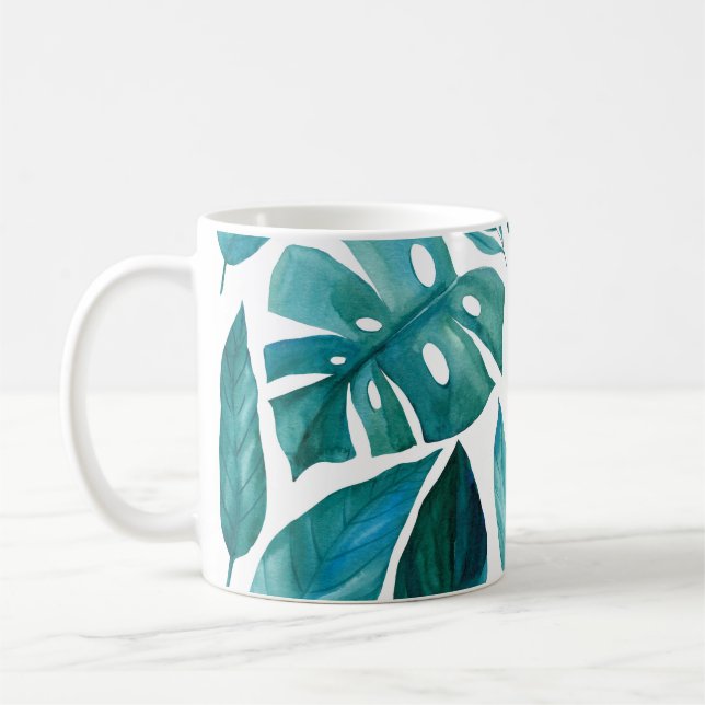 Set abstrakter tropischer Palmen Blätter auf abges Kaffeetasse (Links)