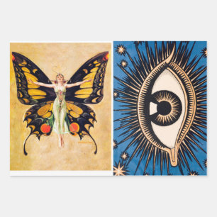 Set aus 3 Art Deco Eye Geschenkpapier Set