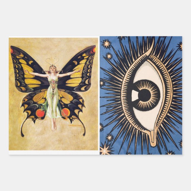 Set aus 3 Art Deco Eye Geschenkpapier Set (Vorderseite)