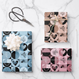 Set aus 3 Blatt abstrakt