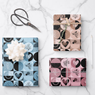 Set aus 3 Blatt abstrakt