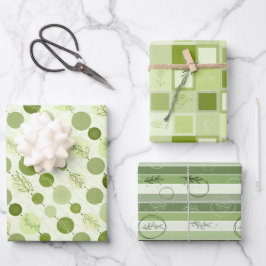 Set aus 3 Blättern in grüner Farbe Geschenkpapier Set
