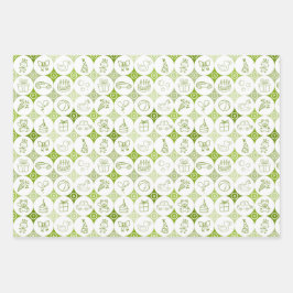 Set aus 3 Bogen mit Spielzeugzeichnungen Geschenkpapier Set