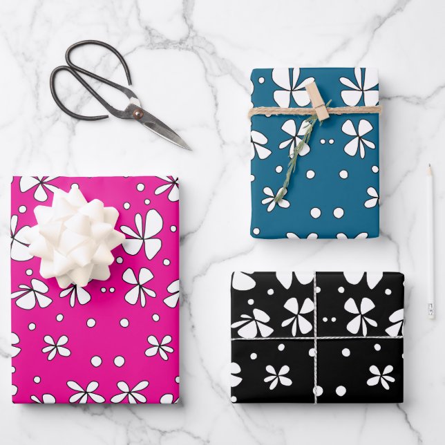 Set aus 3 Doodle28 Geschenkpapier Set (Vorderseite)