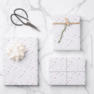 Set aus 3 Mini-Sternen und -Herzen in gedämpftem R Geschenkpapier Set