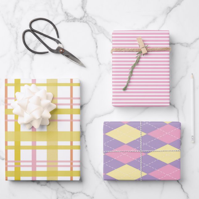 Set aus 3 Überziehpapier Geschenkpapier Set (Vorderseite)