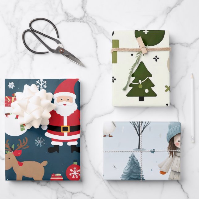 Set aus 3 Überziehpapier Geschenkpapier Set (Vorderseite)