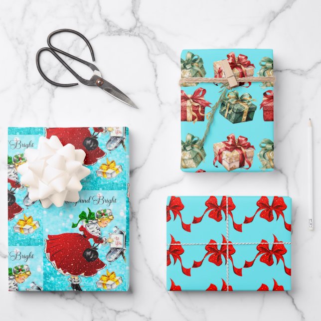 Set aus 3 Überziehpapier Geschenkpapier Set (Vorderseite)