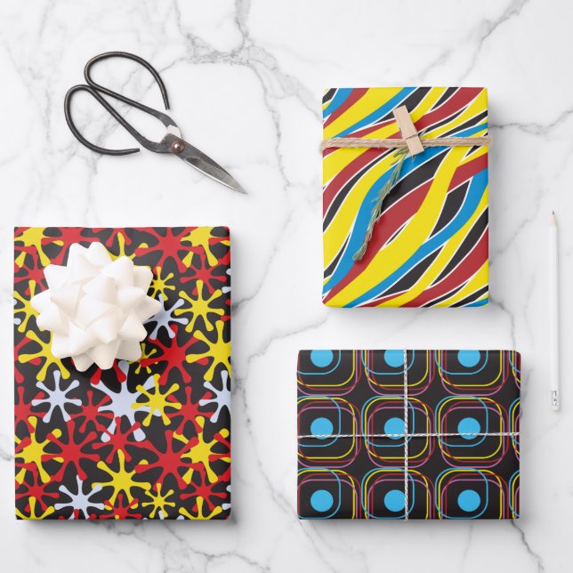 Set aus 3 Überziehpapier Geschenkpapier Set (Vorderseite)