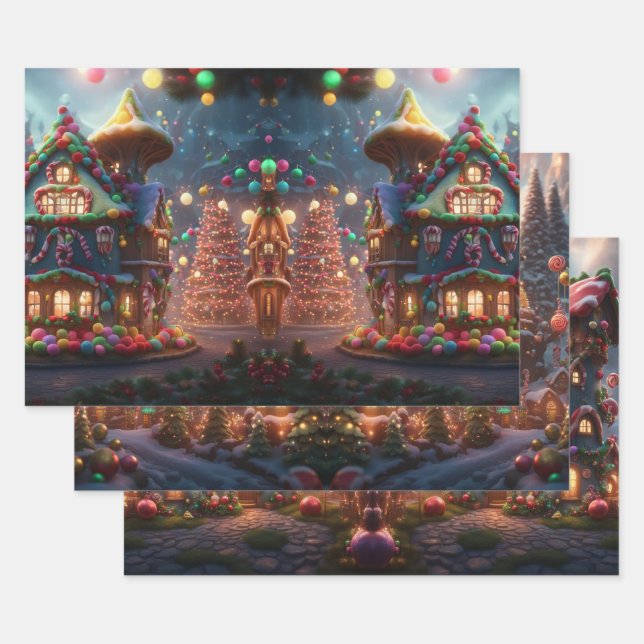 Set aus 3 Überziehpapier Geschenkpapier Set (Set)