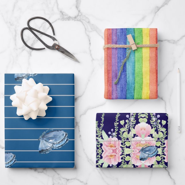 Set aus 3 Überziehpapier Geschenkpapier Set (Vorderseite)