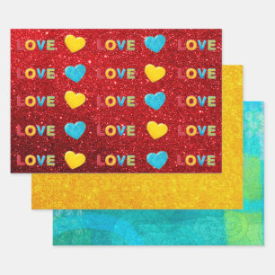 Set aus 3 Überziehpapier Geschenkpapier Set