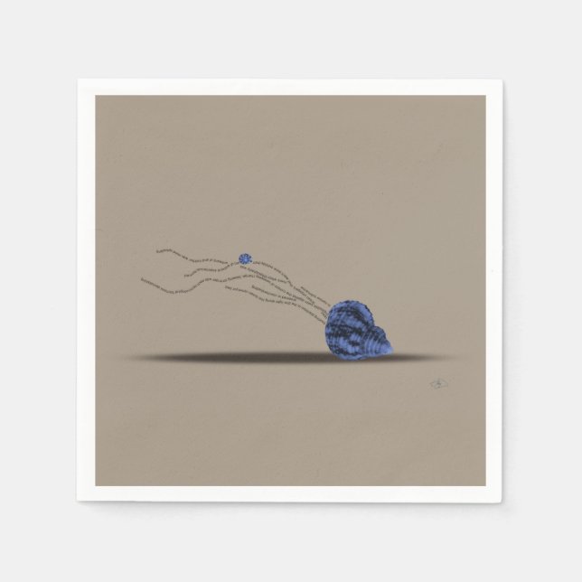 Set aus beigefarbenem blauem Papier Serviette (Vorderseite)