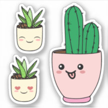 Set aus drei kawaii Sukkulenten-Pflanzen aus Vinyl