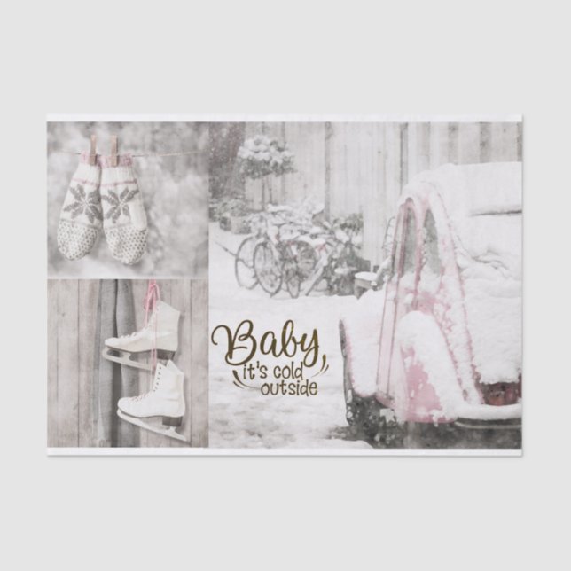 Set aus Gewebepapier (2) Baby Es ist kalt draußen Seidenpapier (Vorderseite)