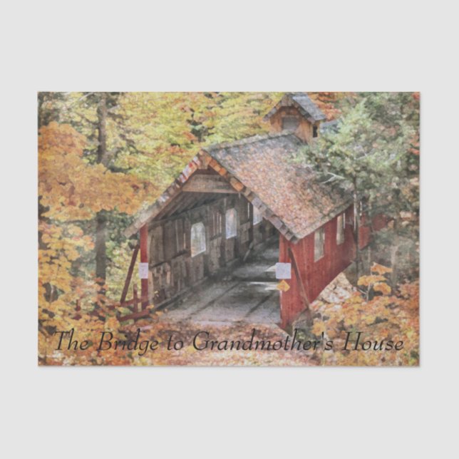 Set aus Gewebepapier (2) Brücke zum Haus der Großm Seidenpapier (Vorderseite)