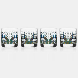 Set aus Glas mit Pfau Elegante