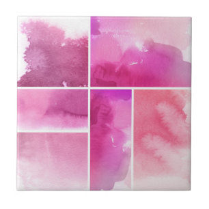 Set aus handgemalten abstrakten Aquarellbildern 3 Fliese