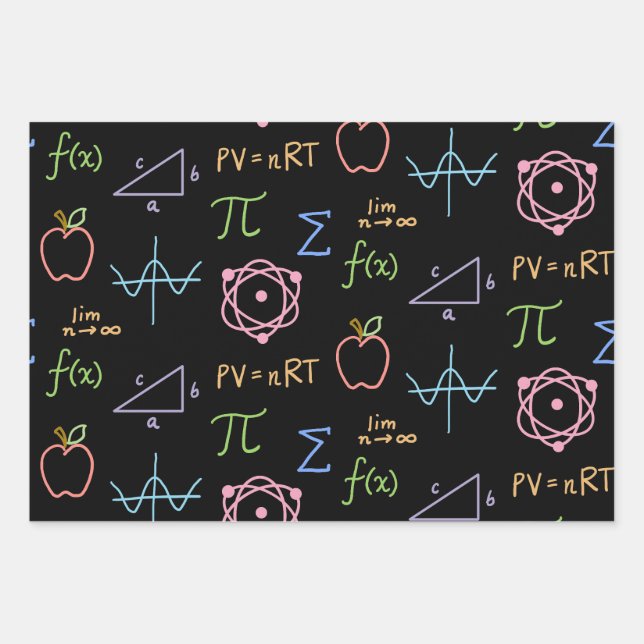 Set aus schwarzem STEM Wrapping Paper (Flachblatt) Geschenkpapier Set (Vorderseite)