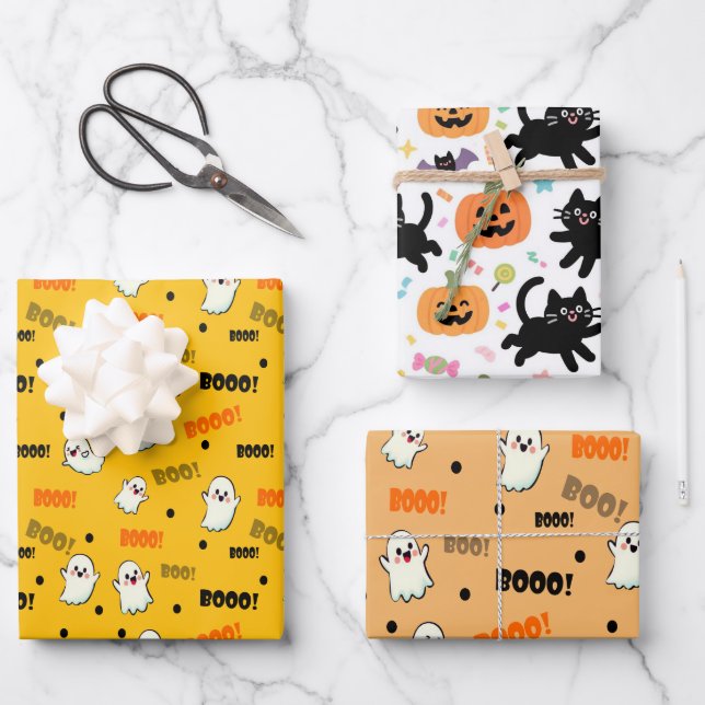 Set de hojas de papel de regalo Booo! Geschenkpapier Set (Vorderseite)