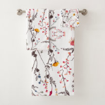 Set de toallas con flores en rosa y naranjas