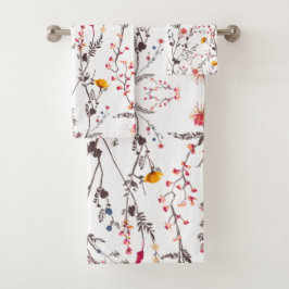 Set de toallas con flores en rosa y naranjas