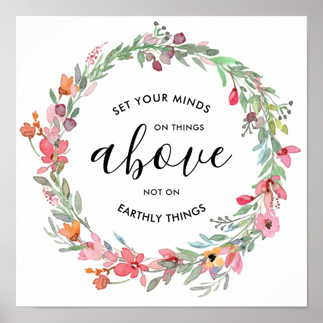 Set deine Gedanken über Dinge über Wasserfarbenflo Poster (Vorne)