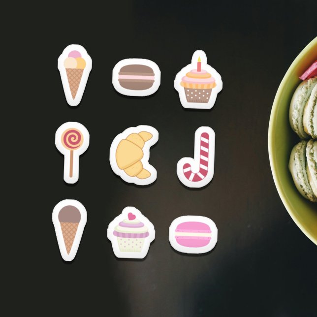 Set der Aufkleber für Dessert und süße Leckereien (Set of Dessert & Sweet Treats Stickers)